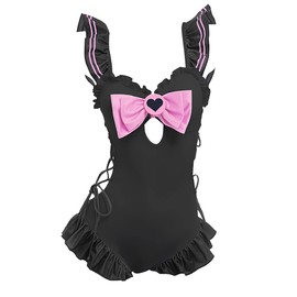 haikyuu Anime One Piece Swimsuit Ruffle Bathing Suit Kawaii Lace Up Swimwear for Women Girls (as1, Alpha, s, Regular, Regular, Standard, Black)