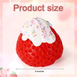 BOXOB Strawberry Squishy Toy, Large Cream Strawberry Squeeze Toy, Handmade Cute Fidget Sensory Toy for Students and Office Workers