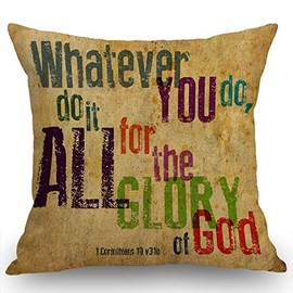Swono Christian Bible Verse Farmhouse Pillow Cover 18x18 Inch Home Decor Cotton Linen Throw Pillow Case Cushion Cover for Sofa Couch
