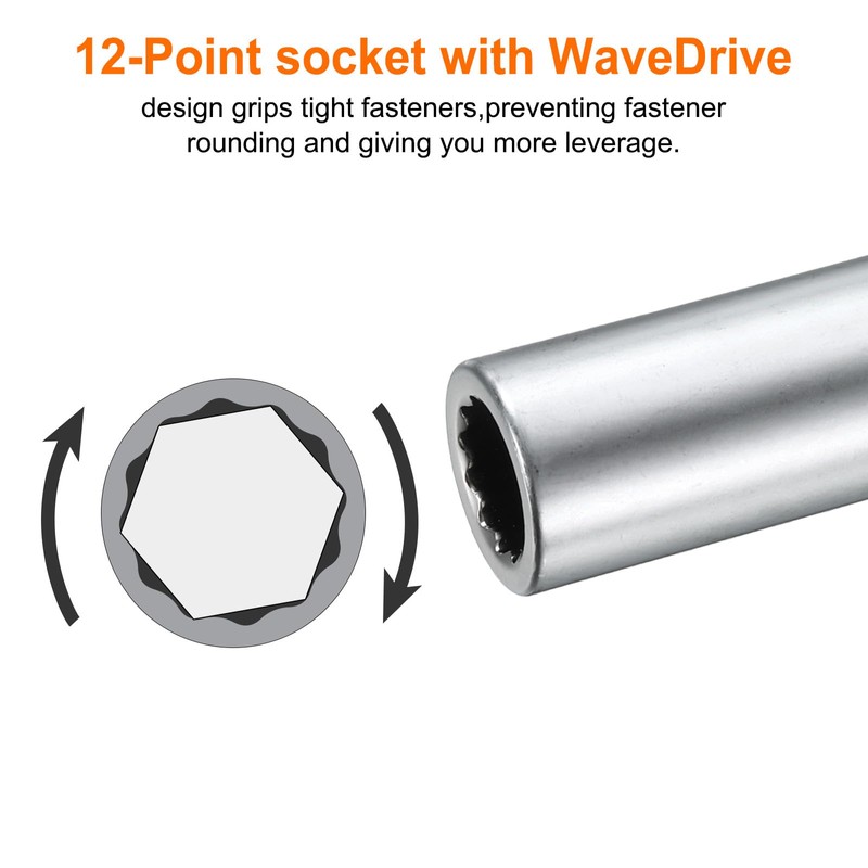sourcing map 2pcs 1/2" Drive by 10mm 12-Point Deep Socket