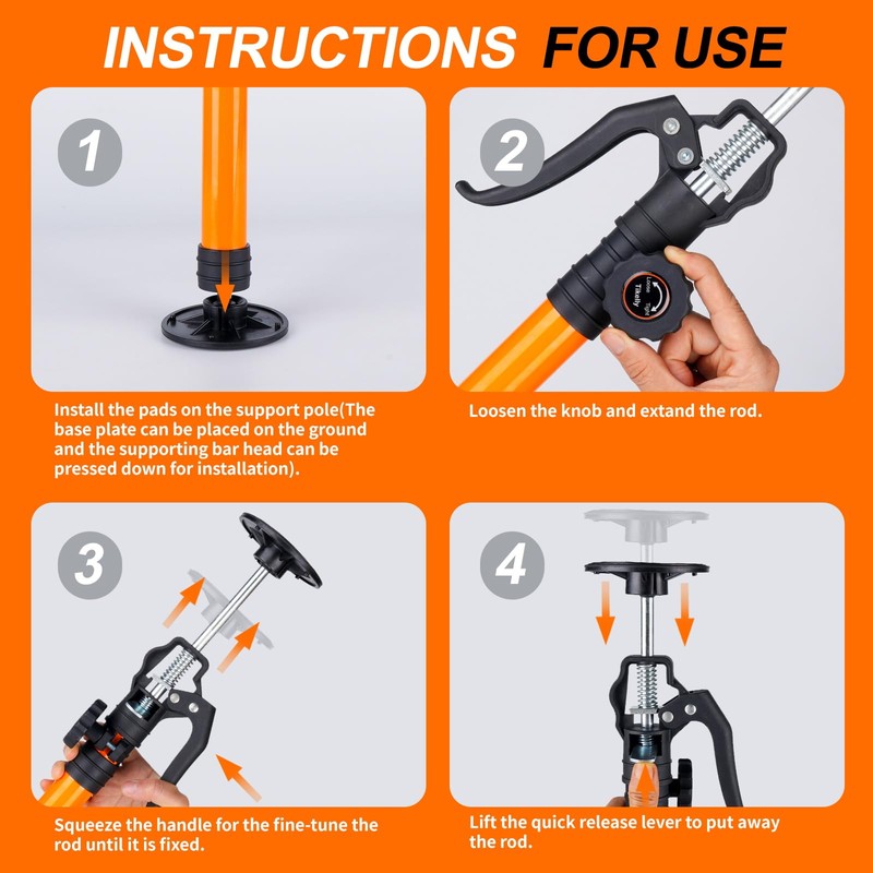 Tikelly Adjustable Support Pole, Cabinet Jacks for Installing Cabinets, Telescoping