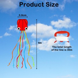 Red Octopus Kite,Kids Kite with 30 M Kite String Board,Kites for Kids Ages 4-8 Easy to Fly Kites for Children Kites & Flying Toys,Kite for Kids Suitable for Outdoor Activities Parks Campuses Beaches