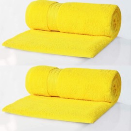 Bentley Priory Linens Hand Towels (2 PACK) for Bathroom Supreme Range 500GSM Super Soft Egyptian Collection 100% Cotton Pack of 2 Absorbent and Quick Dry Hand Towels Set 50 x 85cm (YELLOW)
