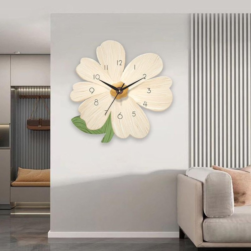 Modern Wall Clock,Cartoon Flower Shape Silent Clock,Flower Petal Design Wall