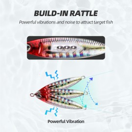 Probite Rattle Jigging Spoons Fishing Lures – 3PCS Hard Baits, 3 Unique Styles – Sinking Vibration Bait for Bass, Pike, Trout – Freshwater & Saltwater Fishing Lure Set (1/2 oz)