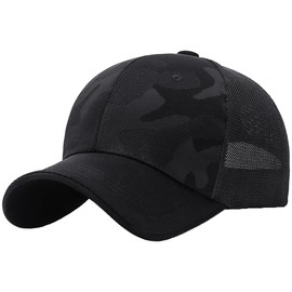 White Fang CA800 Camouflage Pattern, Mesh Cap, Hat, Outdoor, Fishing, Golf, Men's, Women's, Black