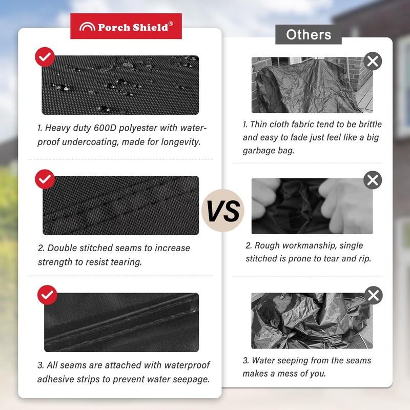 Porch Shield Patio Fire Pit Cover - Waterproof 600D Outdoor