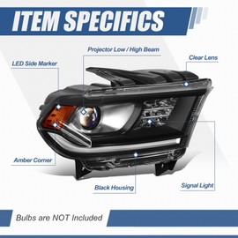 Auto Dynasty CH2503256 OE Style Passenger/Right Side Projector Headlight Lamp Compatible with Dodge Durango 14-20