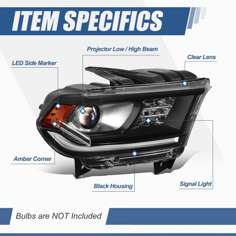 Auto Dynasty CH2503256 OE Style Passenger/Right Side Projector Headlight Lamp