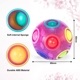 ROXENDA Regenbogenball, Knobelspiel Zauberball - Fidget Ball Geschicklichkeitsspiel für Kinder, Erwachsene, Mädchen & Jungen ab 6 Jahren (Violett)