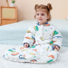 MIKAFEN Baby Sleeping Bag Long Sleeves winter 3.5Tog 100% Organic Cotton Sleeping Bag (24-28in/0-6 Months)