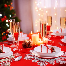 Snowflake Placemats Set of 6, Rouhuhura Christmas Placemats Decorations Snowflake Tablemats Hollow Out Design Round Vinyl Place Mats Dining Table Setting Kitchen Table Mats for Christmas Party(Silver)