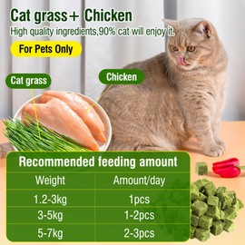 Hkpetie 50g Cat Grass Teething Treat, Delicious Cat Grass Teething Snack Edible Cats Chew Toy for Teeth Cleaning and Hairball Removal