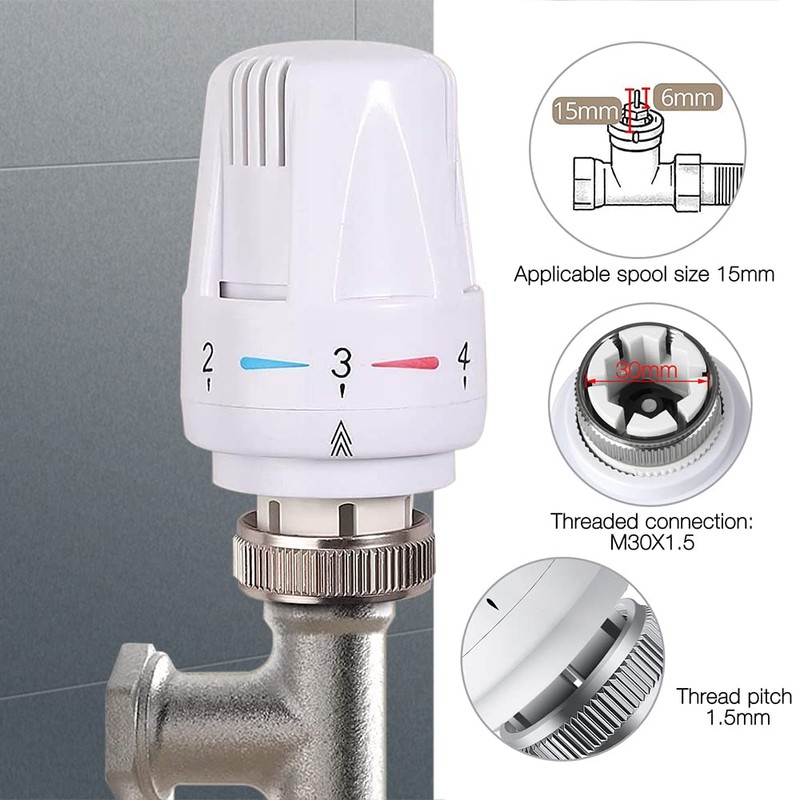 YeenGreen Thermostatic Radiator Valve, 4 pcs M30 x 1.5 Radiator