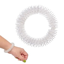 KEQAR Handgelenk Massage Ring Schmerzlinderung Akupressur Armband Massagegeräte Set Stachelige Sensorische Fingerringe (Silver)