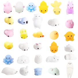 KAYSENSUK 30 Pcs Mochi Squishy Toys, Cute Stuff for Kids,Random Toy Animals Mini Toys, Fidget Toys, Animal Toys,Squishy and More - Perfect Squishy Toys for Kids
