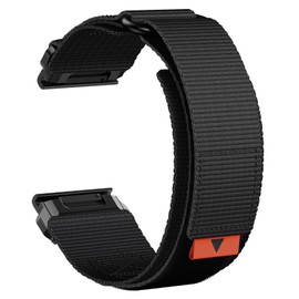 YOOSIDE Upgraded Quick Fit 22mm Nylon Watch Strap for Garmin Fenix 7 / Fenix 6 / Instinct 2 / Fenix 5 / epix Pro 47mm, Adjustable Loop Weave Nylon Webbing Wrist Bands for Forerunner 965 (Black)