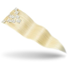 Rose bud Human Hair Extensions Clip in Real Hair 8Pcs 18 Clips Natural Platinum Blonde 10 Inch Remy Clip in Hair Extension Human Hair