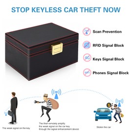 JXE JXO Faraday Box for Car Keys, Faraday Box, Key Fob Protecter, Car Key Signal Blocking Box, RFID Box for Car Keys, Car Key Signal Blocker, Shielding Pouch PU Leather Car Key Box (PU Leather)