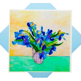 Van Gogh's Irises (1890) Quilling Art Greeting Card,Design Greeting Card for Birthday, Valentine's Day, Get Well, All Occasion. Framable Artwork for Art Lovers