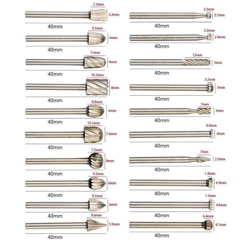 Tungsten Carbide HSS Rotary Burr Set - APlus 20pcs Wood