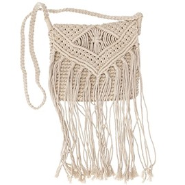 GURU SHOP Macrame Shoulder Bag, Round Shoulder Bag, Model 1, Men/Women, Cotton, 25 x 25 x 10 cm, Alternative Shoulder Bag, Fabric Handbag, model 7