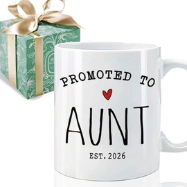 Pregnancy Announcement for Aunt - Promoted to Aunt 2026 Mug 11oz, New Auntie Gifts, Baby Reveal Gifts for Sisters Friends, Christmas, Baby Announcement Gift