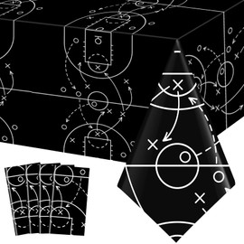 Qinyoung 4 Pcs Basketball Birthday Party Decorations Basket Ball Tablecloths Theme Disposable Plastic Rectangle Table Covers Ball Party Favors, 108 x 54 Inch(Black and White,Basketball)