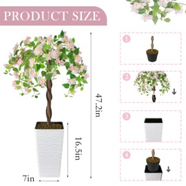 Goldshire Goldshire Artificial Cherry Blossom Tree 4FT, Fake Floral Tree with White Planter, Decorative Topiary Plant, Potted Faux Plant for Home Porch Decor Indoor Outdoor (Pink, 4FT)