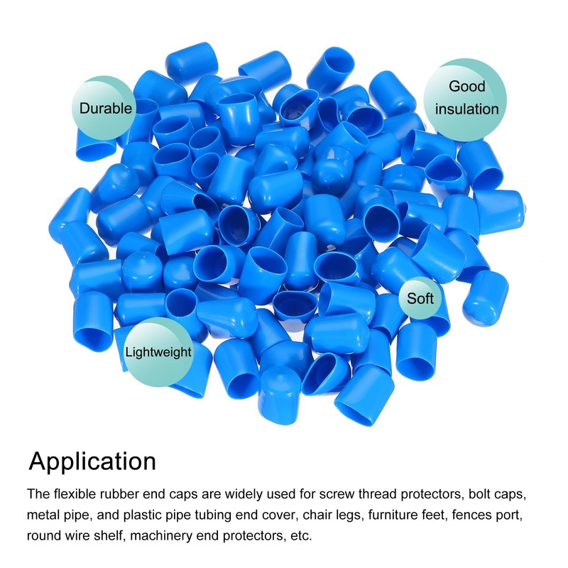 sourcing map 100pcs 15mm Rubber End Caps Cover PVC Vinyl