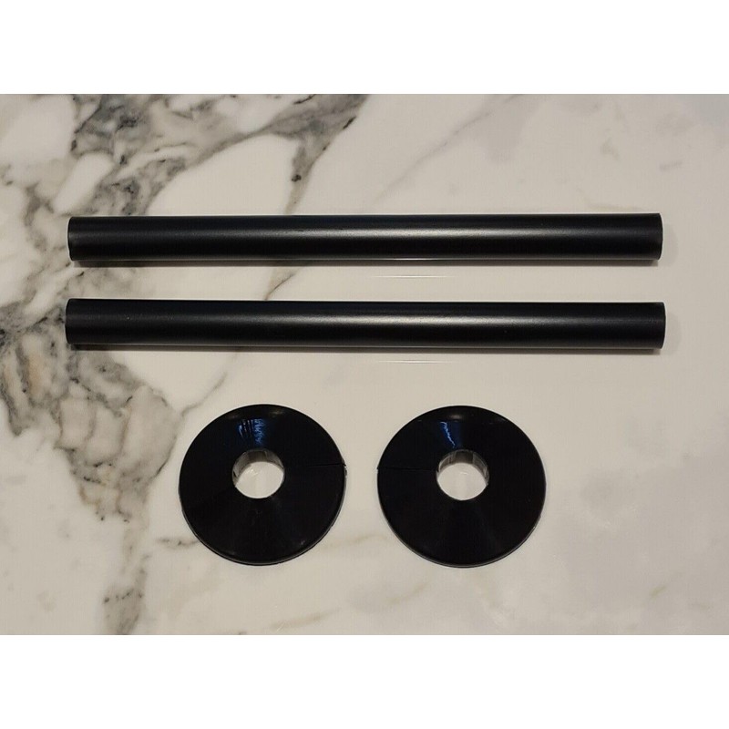 Radiator Pipe Covers & Collars Pair- Black 15mm Pipe Shroud