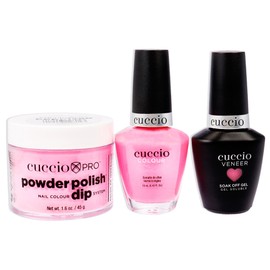 Cuccio Colour Match Makers Plus Dip - Punch Sorbet for Women - 3 Pc 1.6oz Pro Powder Polish Dip System, 0.44oz Veneer Soak Off Gel, 0.43oz Colour Nail Polish