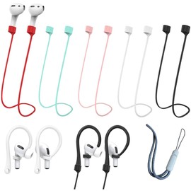 (5 Pack Straps + 4 Pack EarHook+1 Pack Lanyard) Ultra Strong Magnetic AirPods Straps,Anti-Lost Cord for 4rd Pro 1st 2nd 3rd AirPods 1st 2nd Silicone Sports Lanyard and Ear Hook