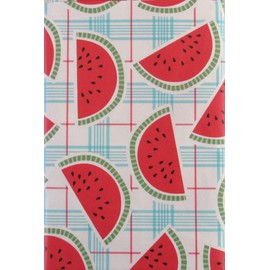 Watermelon Plaid Vinyl Flannel Back Tablecloth (60" Round)
