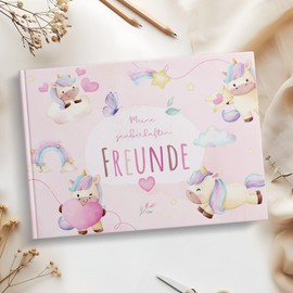 MeinBaby123® Friendship Book for Children, Friendship Book, Nursery Friendship Book, School Friendship Book for Girls, Friendship Album, Gift for Girls - Unicorn Album