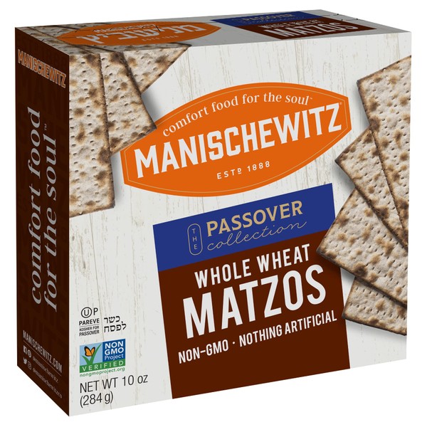 Manischewitz Passover Whole Wheat Matzo 284g | Thin, Crisp & Delicious, Just 2 Ingredients