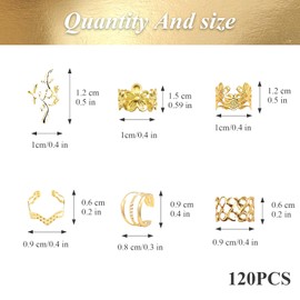 120 Pieces Hair Accessories Pirate Hair Accessories Gold Pirate Costume Accessories Women's Dreadlocks Jewellery Fashionable and Versatile, Suitable for Daily Life, Parties