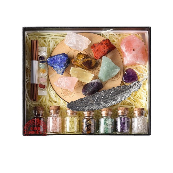 EnMart 20 Pieces Healing Crystals Set, Chakra Stones Kit, 9 Natural Gemstones, 7 Crystal Chip Bottle, Natural Quartz Gravel Wishing Bottle for Reiki, Healing, Meditation, Collection, Massage,