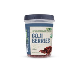 BareOrganics Sun Dried Goji Berries, Organic, Superfood, 8 Oz