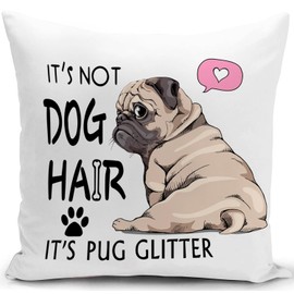 HUASHUZI Pug Dog Cushion Cover Pug Lovers Gift for Women Mum Mothers Day Decorations Throw Pillow Case Decor Home for Livingroom Couch Sofa 18"x18"(45x45cm)
