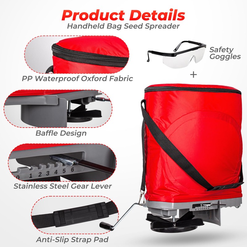 Walensee Handheld Bag Seeder Spreader with 25lb Bag, Frame Support,