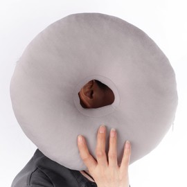 Tomtary Donut Pillow Ear Piercing Pillow for Side Sleepers Adjustable Filling Pressure Reduces Ear Pillow with Hole CNH Piercing Pillow Doughnut for Washed Cotton Earring Pillow (Grey)