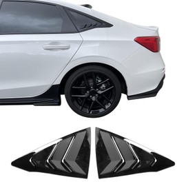 IKON MOTORSPORTS, Window Louver Compatible with 2022-2025 Honda Civic 11th Gen 4-Door Sedan, Gloss Black ABS Plastic Side Vent Window Scoop Louver Cover Trim Pair