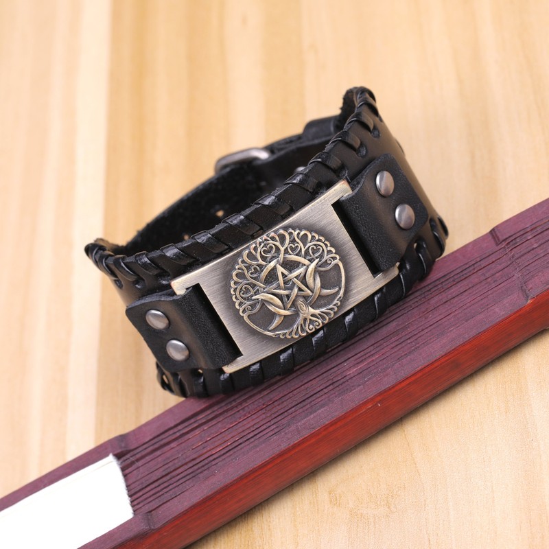 TEAMER - Silver Alloy Leather Bracelet Cuff Unisex Modern, Unit