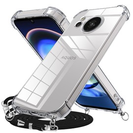 AYS-8-115 Case for AQUOS SENSE7, Clear, Shoulder Strap, Gradient Cover, with Strap, Shoulder Hanging, Cross-body, SH-53C, SHG10 Cover, Shockproof, TPU, Air Cushion, Adjustable, Fully Transparent, Thin