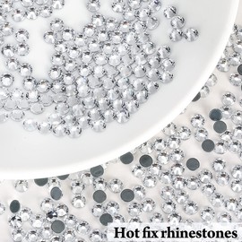 Hotfix Rhinestones for Crafts Flatback Rhinestones Glass Rhinestones Round Crystals Gems for Clothes Shoes Bag DIY Decoration Clear (SS16/4MM/1440pcs)