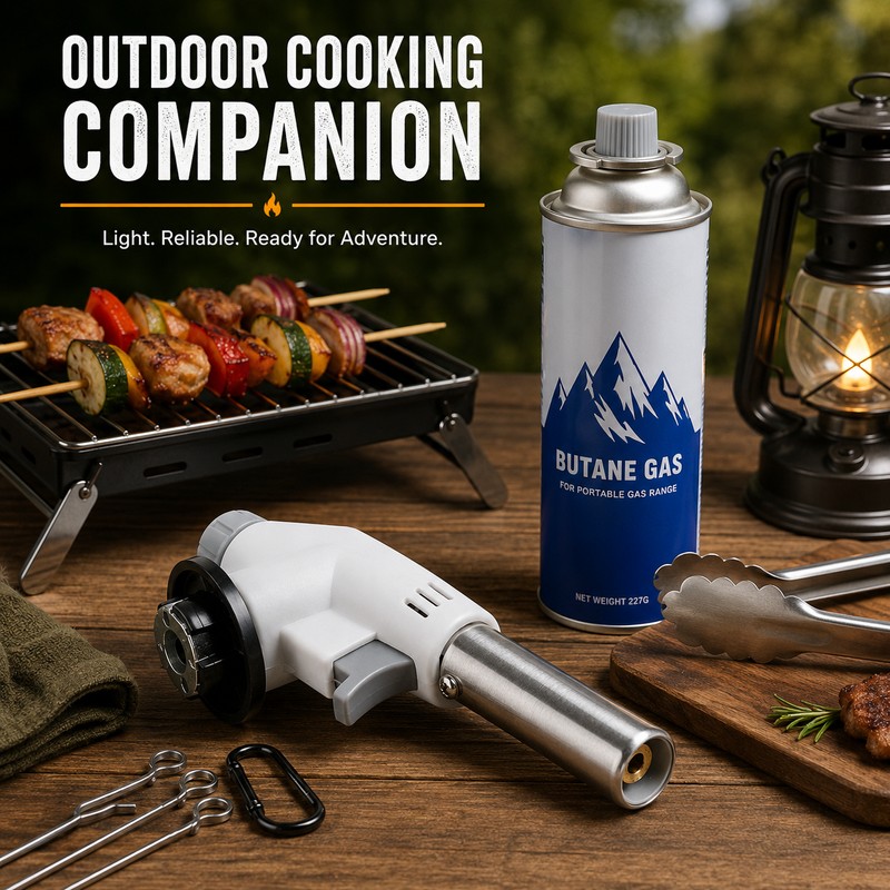 Portable Gas Torch for BBQ & Camping – Adjustable Flame