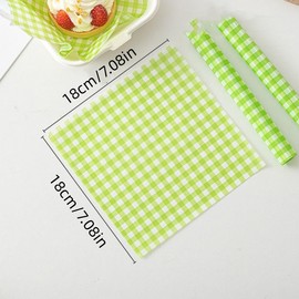 Food Grade Wrap Paper Greaseproof Sandwich Wrap Paper,100Pcs Checkered Baking Wrapping Paper Deli Paper,Checkered Dry Waxed Deli Paper Sheets,Checkered Hamburger Paper,Deli Wax Sheets Wrap Paper,Green
