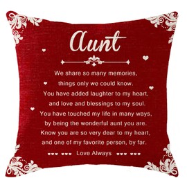 ITFRO Aunt Gift Mother's Day One of My Favourite Person Love Always Inspirational Words Cotton Linen Decorative Square Throw Pillow Cover Cushion Case for Bedroom 18x18 Inches (Red Wine)
