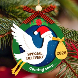 Woodamore Coming Soon Baby Announcement 2026 - Pregnancy Announcement Ornament, Expecting Parents To Be Unique Gifts For Family Husband, Expecting Baby Ornament 2026, Christmas Pregnant Ornaments 2025